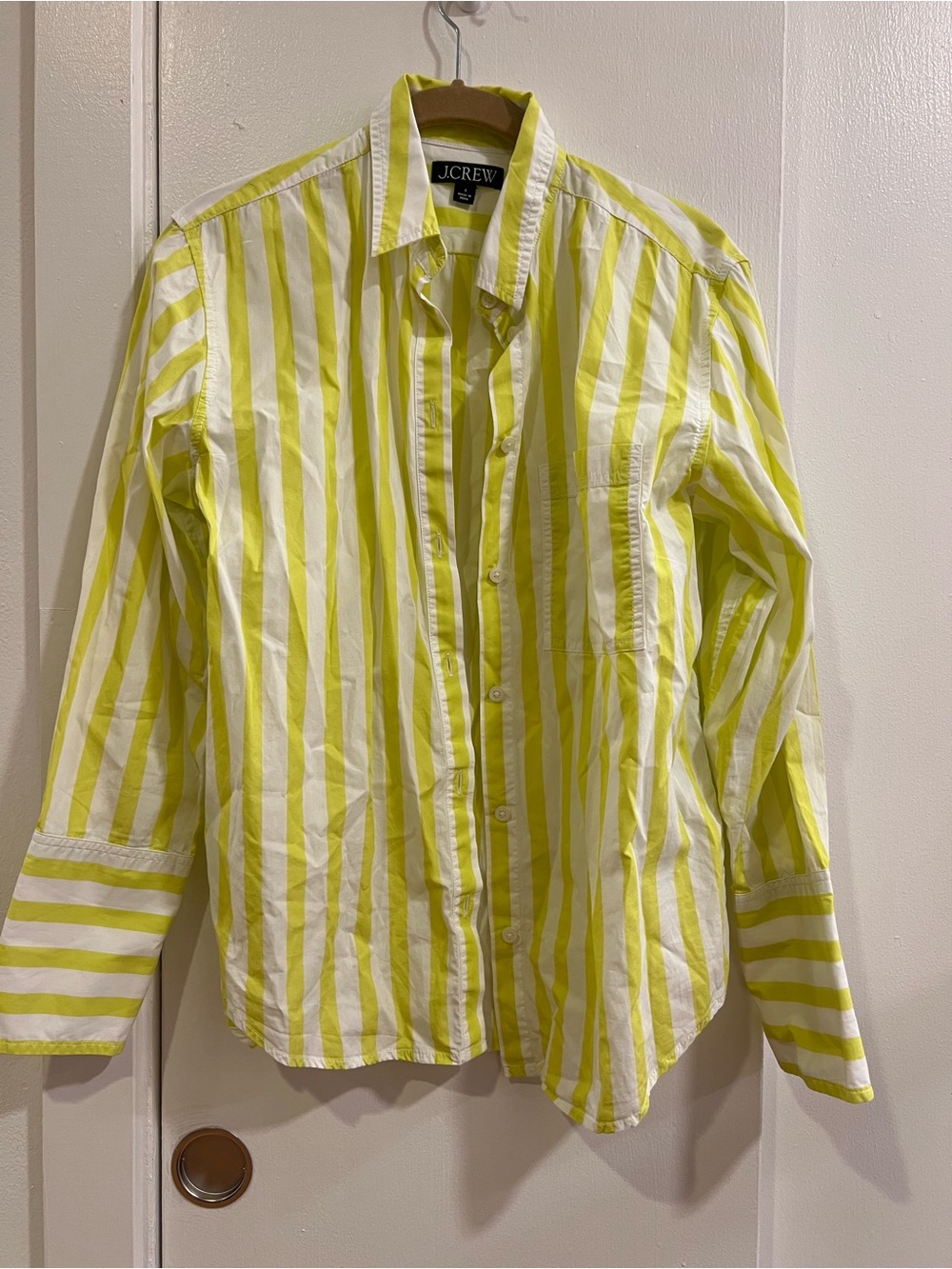 J. Crew Lemon Yellow & White Striped Button-Front Shirt - Picture 2 of 4